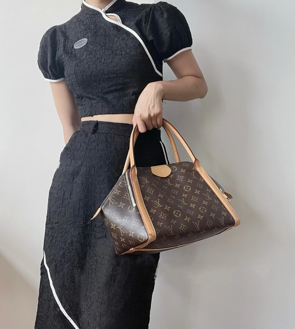 修复品 LouisVuitton/路易威登 LV老花手提包Marais MM中古饭盒包