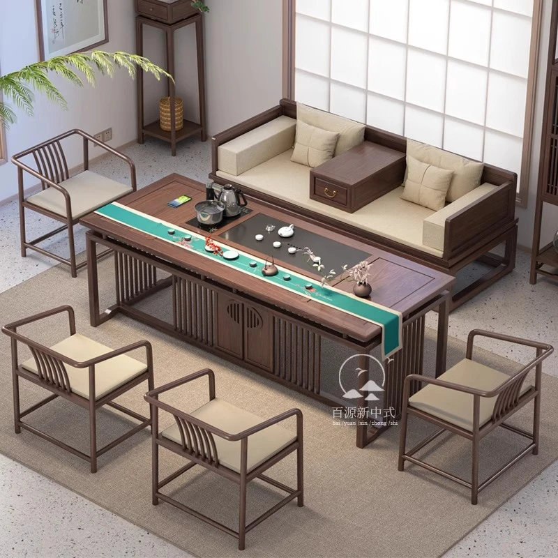 罗汉床茶桌椅组合套装2025新款茶几高档办公室家用新中式实木茶台