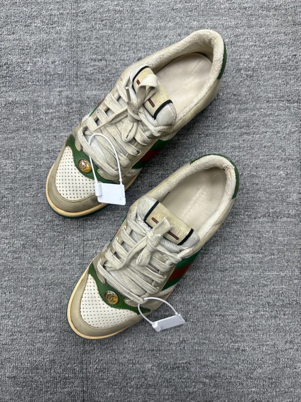 90新 GUCCI/古驰 42.5 Gucci 板鞋白绿