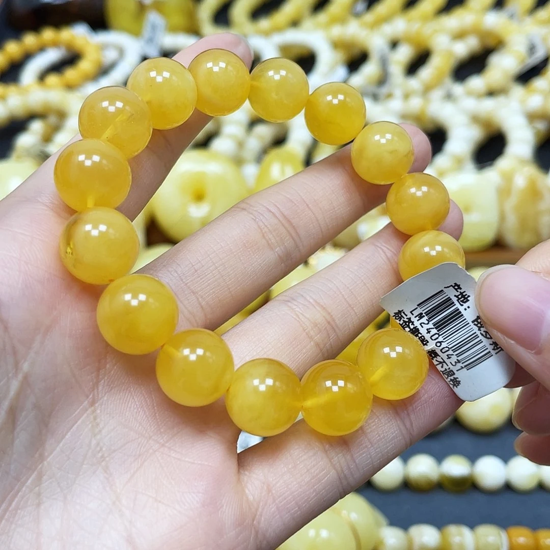 未镶嵌蜜蜡裸石圆珠手串12mm福利