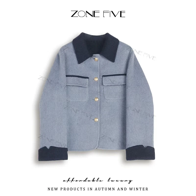 【zonefive】一衣两穿2025翻领小香风韩版外套2528