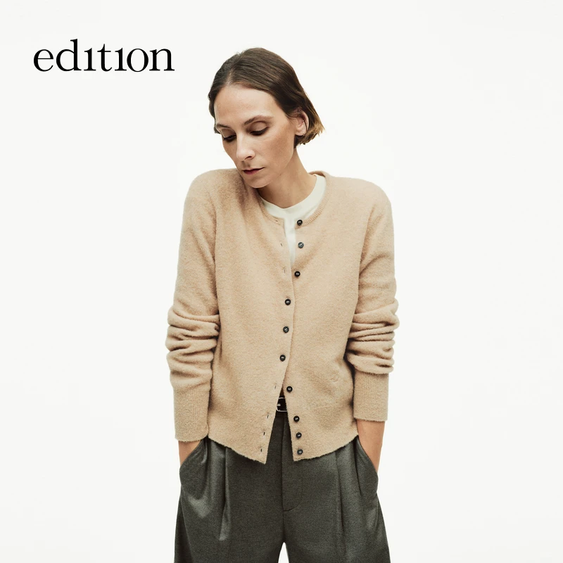 【商场同款】edition2025冬季新款绒感绵羊毛针织开衫#EBE4CAR026