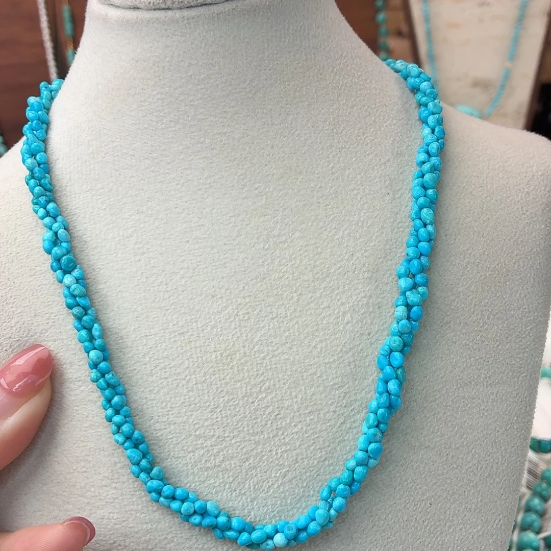 绿松石银S925镀金镶嵌颈饰