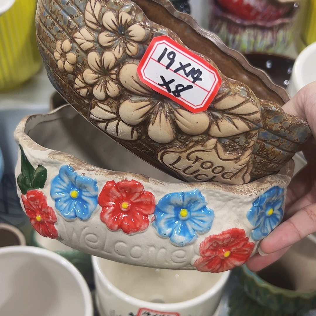 外贸尾单陶瓷花盆凑10米包邮