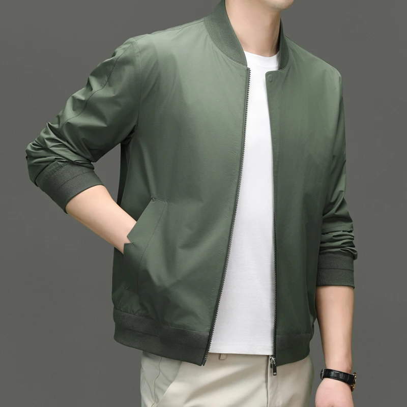 春季新款高端男士棒球领夹克男装中青年商务休闲短款外套夹克衫
