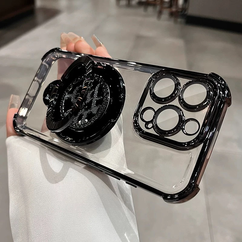 适用于苹果13ProMax手机壳透明防摔带支架磁吸全包简约设计创意