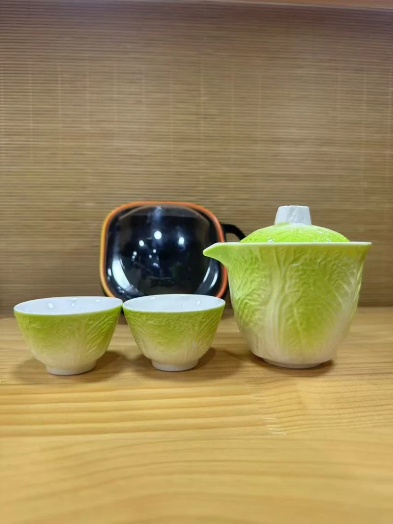 陶瓷白菜旅行快客杯茶具茶器茶杯YY4989
