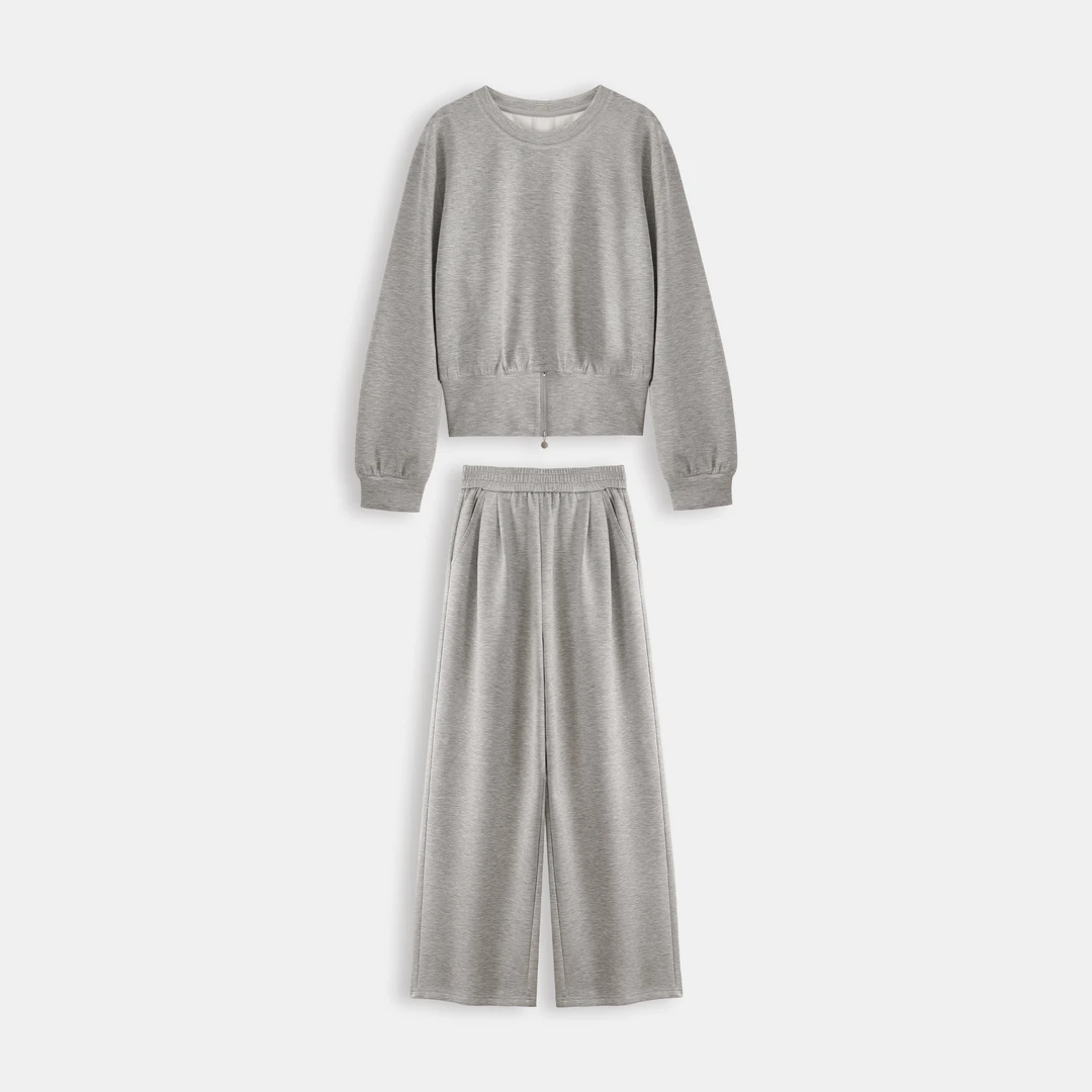 WLIN 【慵懒感】极具轻奢舒适感 纯色调简约 女士圆领卫衣套装Qie