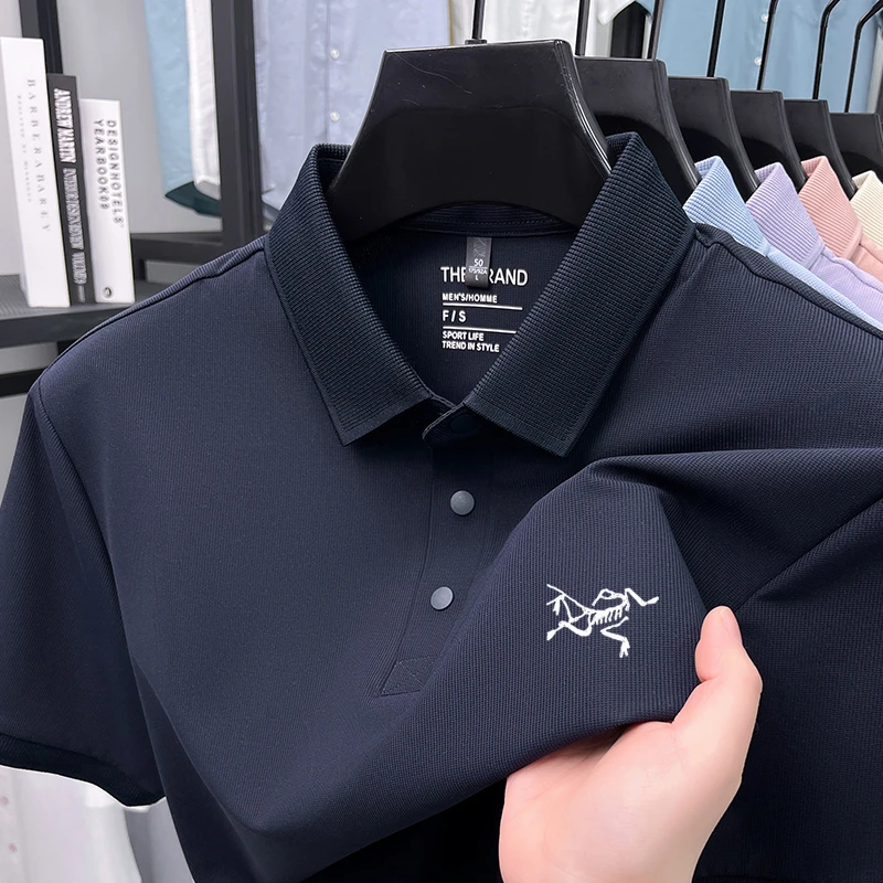 奥莱撒柜【1】折男士短袖Polo衫刺绣鸟冰丝T恤商务休闲宽松凉感上衣