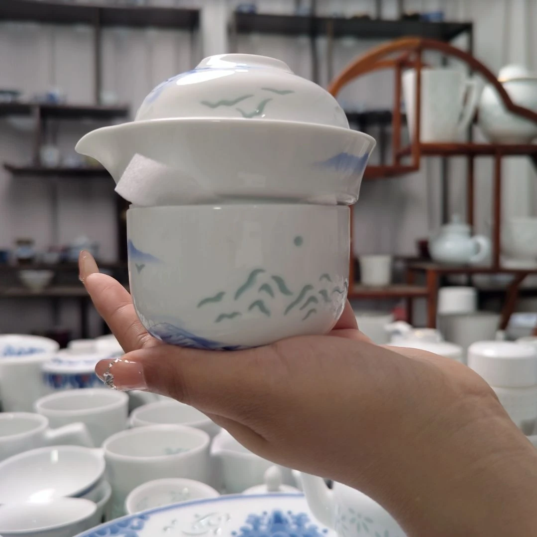 瓷日出昆仑旅行茶具一套景德镇