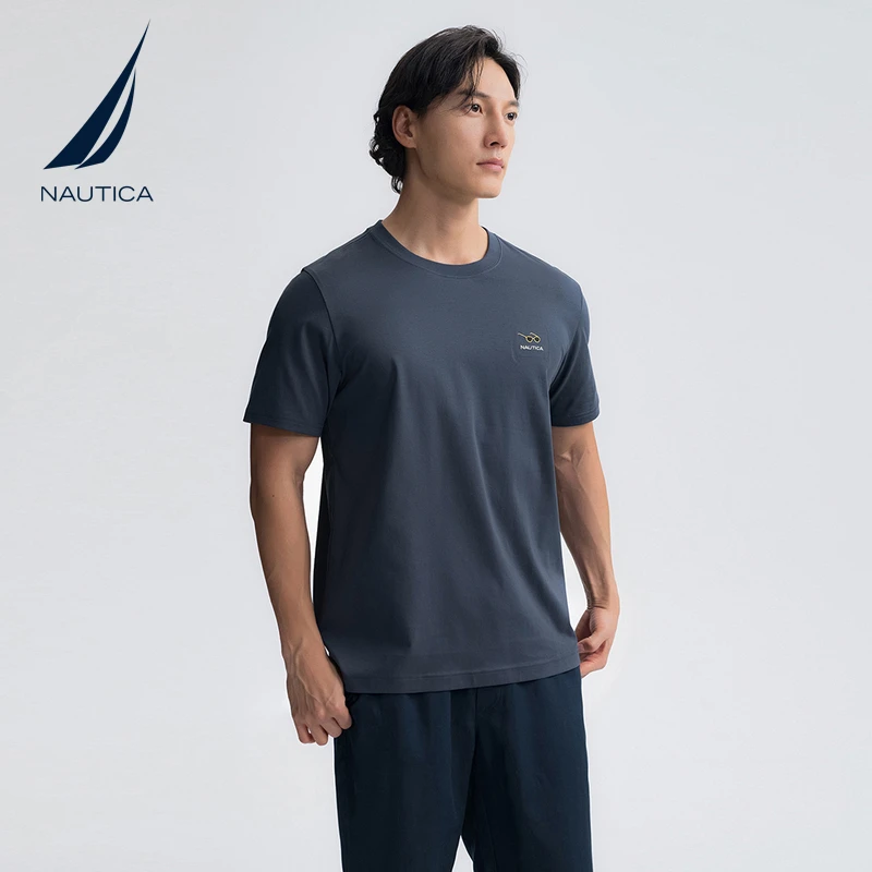 NAUTICA/诺帝卡男装25春夏新品柔软透气长绒棉多色T恤TO5201