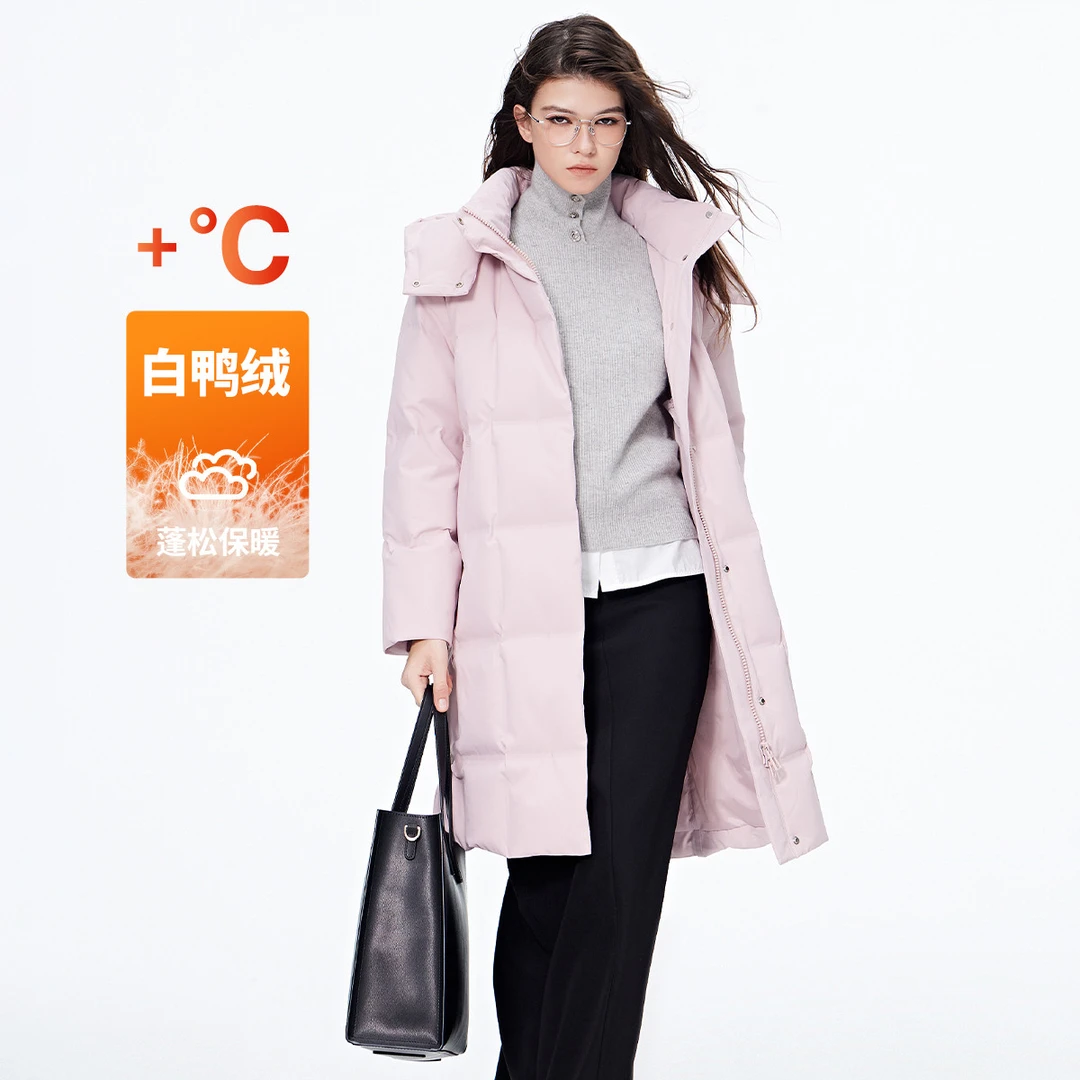 卓凡尼华伦天奴【90%白鸭绒】秋冬中长款可拆卸帽加厚保暖女士