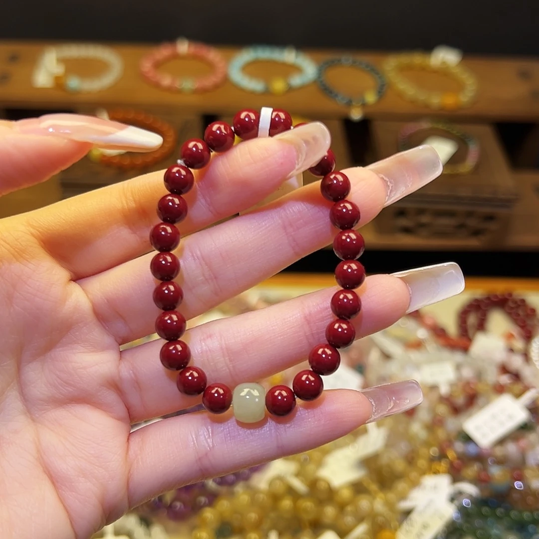 烟晶手链银S925镶嵌朱砂2119