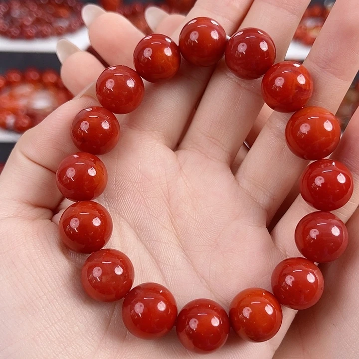 南红玛瑙未镶嵌瓦西锦红13mm手串