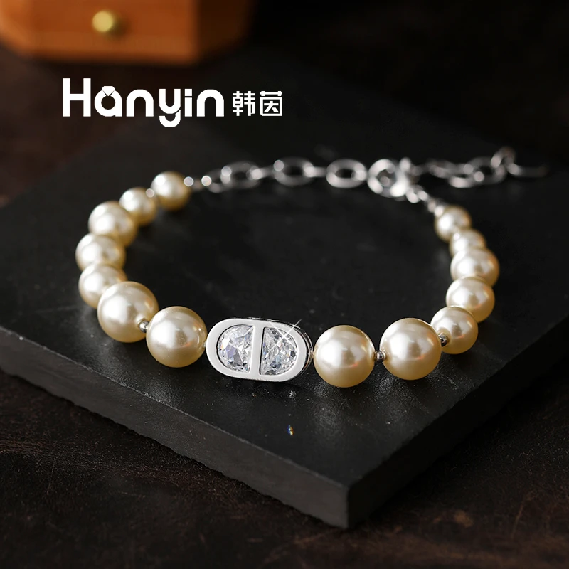 铜合金合成锆石手链 渐变韩版进口摩卡慕斯珠珠超闪猪鼻子手链AAA