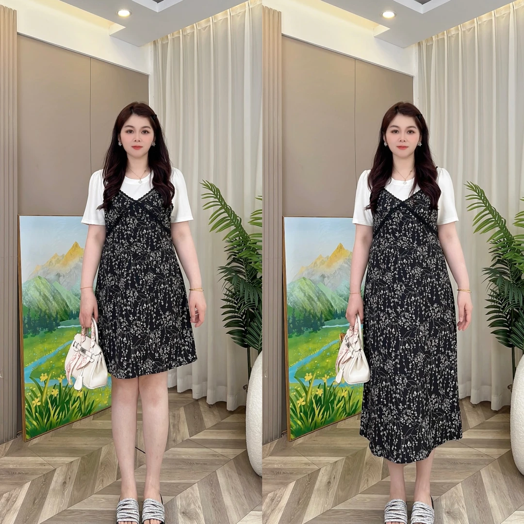 【玲胖胖 花团锦簇】新款宽松时尚百搭女显瘦大码连衣裙LPP61607