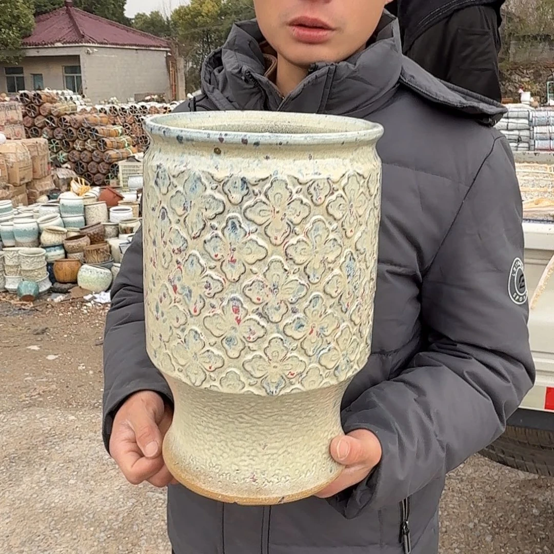 紫砂花盆口20高30（一个菠萝彩色老庄