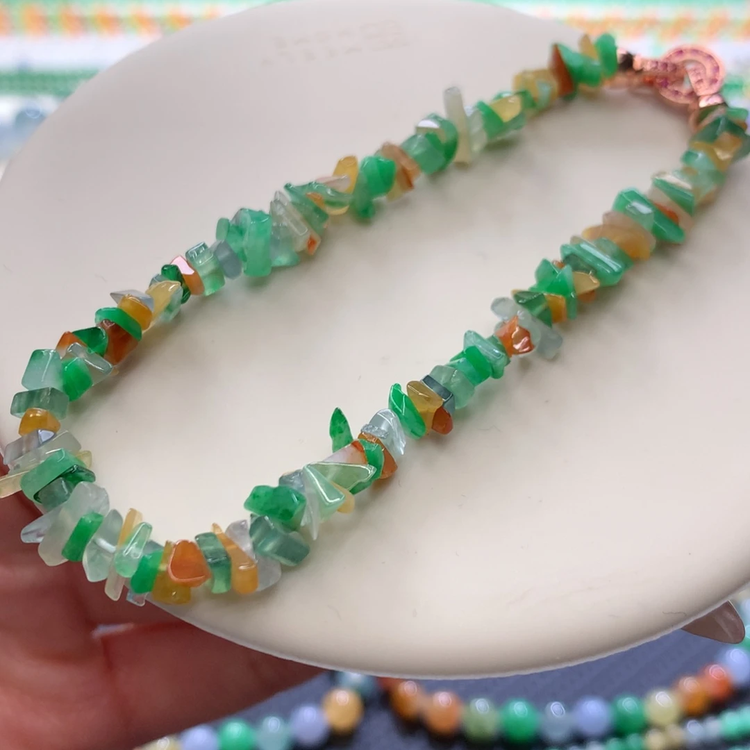 定制翡翠未镶嵌 毛货抛光定制 特色多宝随形 单圈