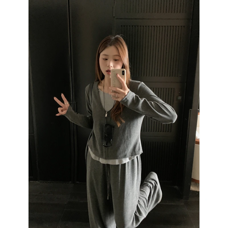 【ALINDM年中大清仓】大码2024秋款胖mm假两件200斤直筒裤KG3884