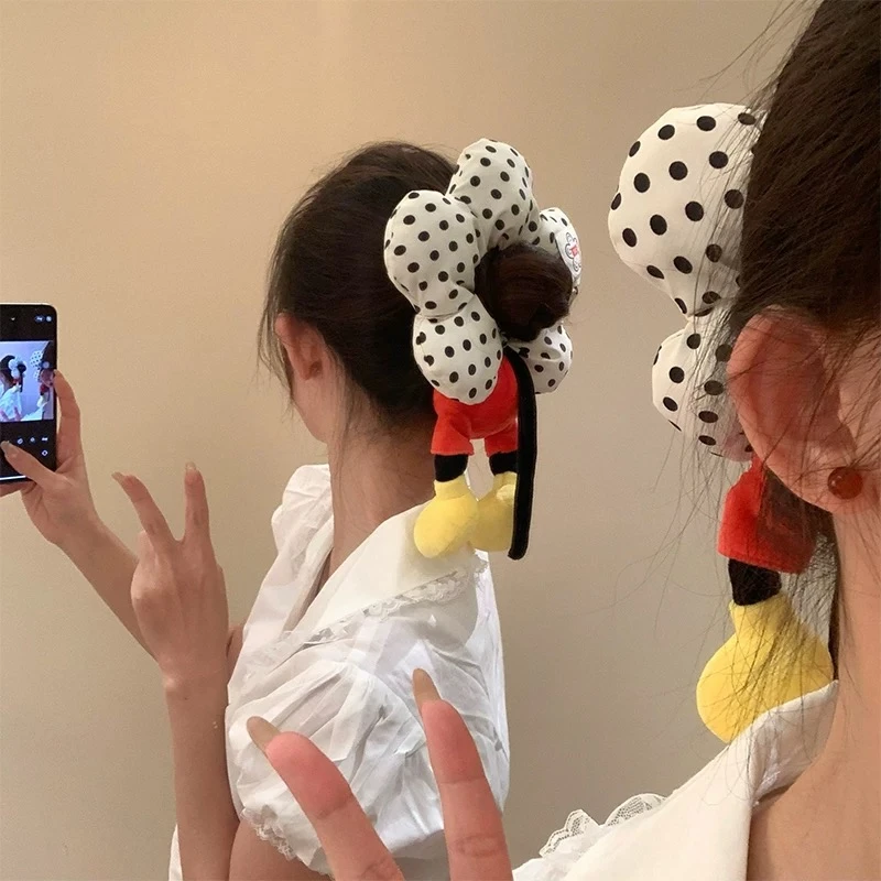 米奇屁屁 立体花朵发圈女黑白波点大肠圈扎头发绳可爱丸子头发饰