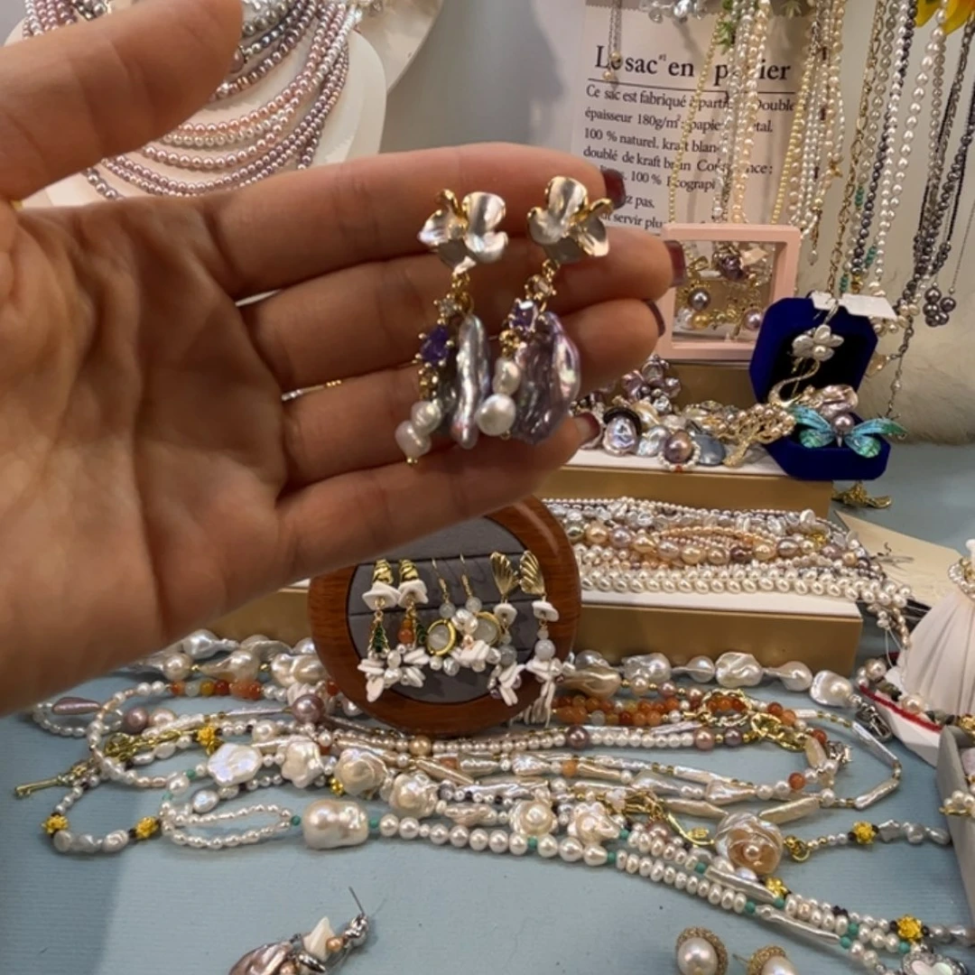 耳饰银S800镀金镶嵌紫晶