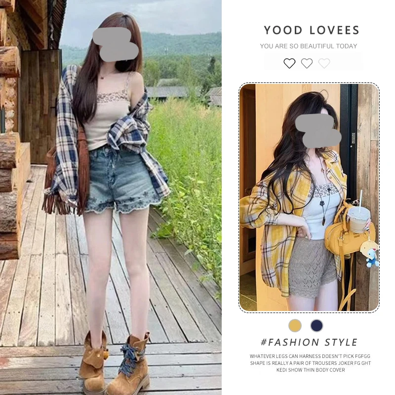 港风复古黄色格纹长袖衬衫女2025春秋款宽松显瘦百搭洋气防晒衬衣