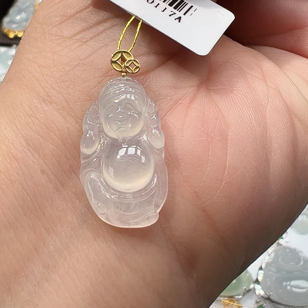 翡翠18K金镶嵌吊坠(不含链)财神爷