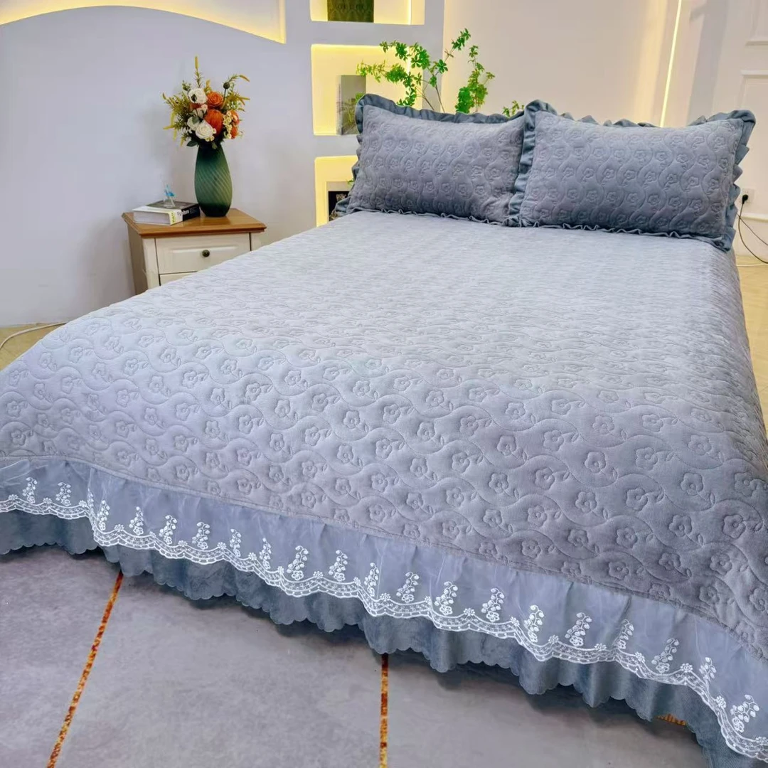 秋冬新款【爱丽丝-灰】婴儿宝宝绒床盖加厚加绒保暖单床盖F