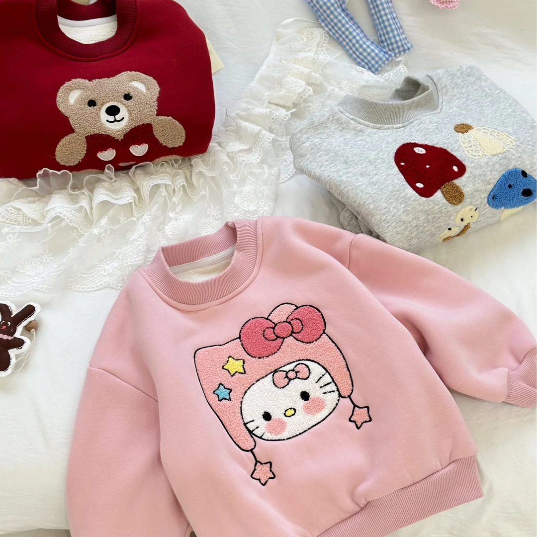 orangekids女童保暖羊驼 绒卫衣冬季加厚打底衫LL88001