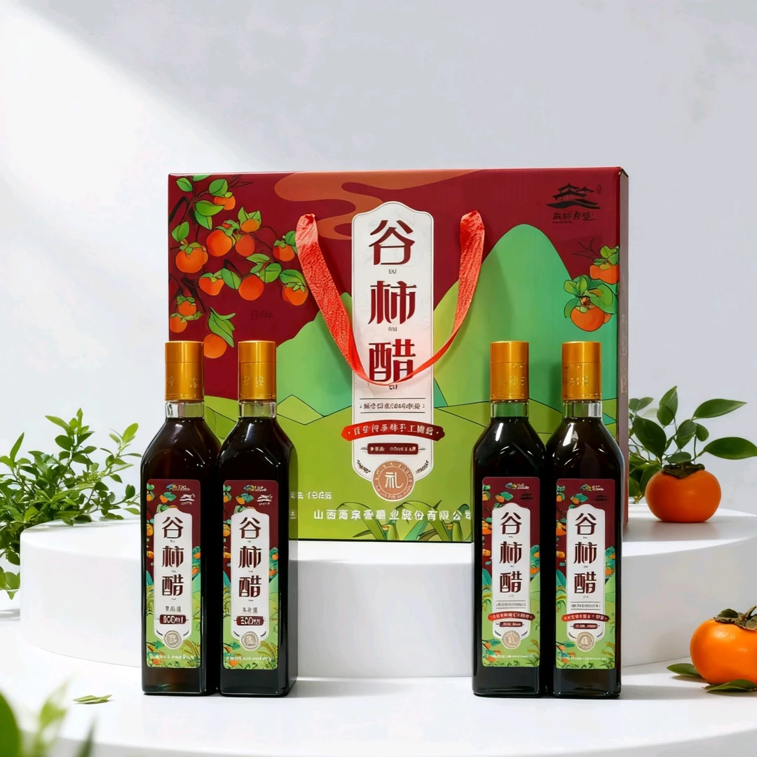 QINHEGUBAO/沁河古堡大礼盒装500ML*4纯手工无添加谷柿醋果醋食醋