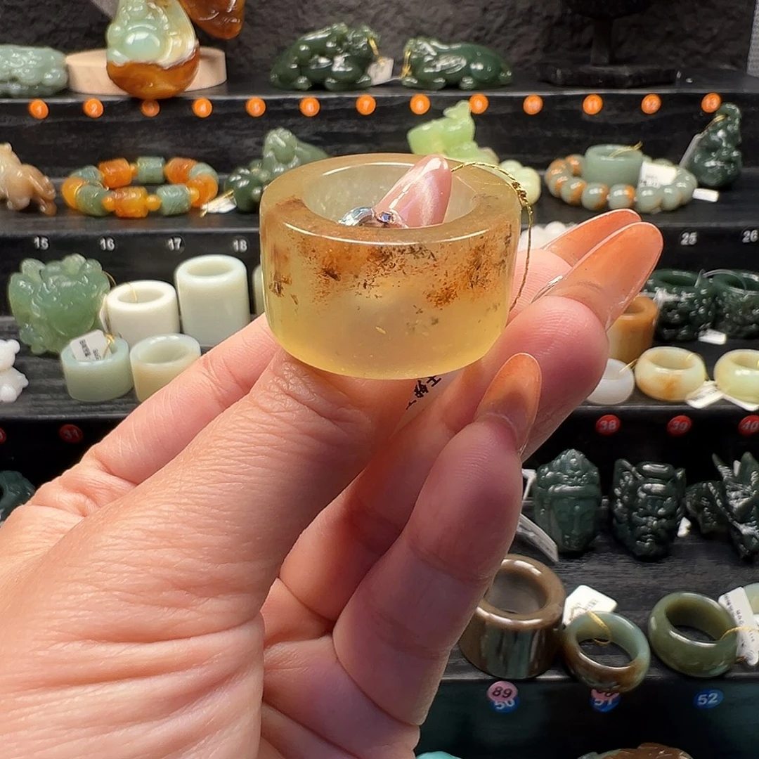 蛇纹石玉未镶嵌戒指内径20.5