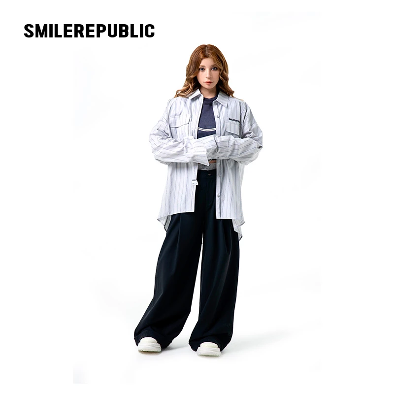 smilerepublic oversize衬衫宽松舒适百搭纯棉夏季新款男女同款