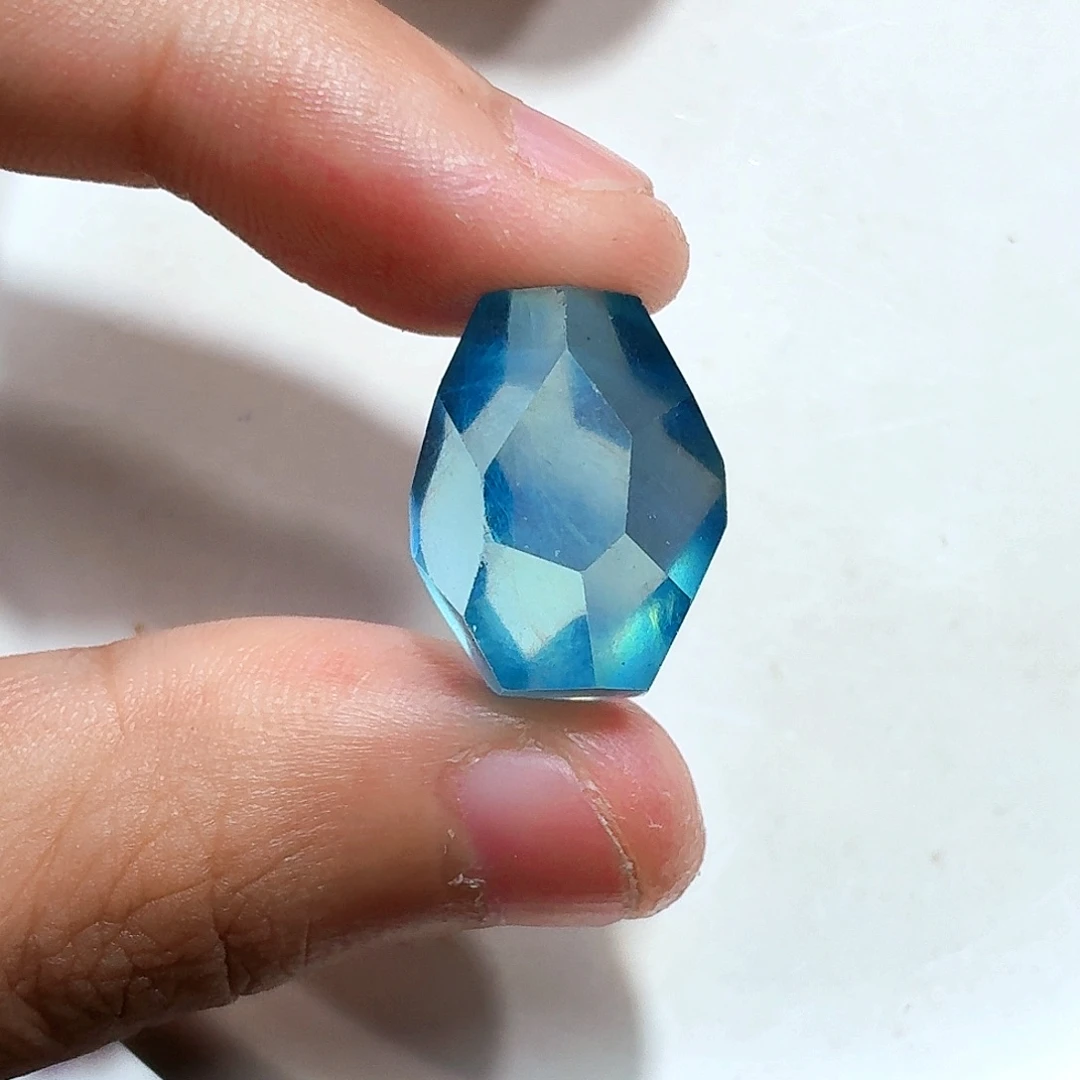 水晶珠宝半成品未镶嵌海蓝宝打孔不退换
