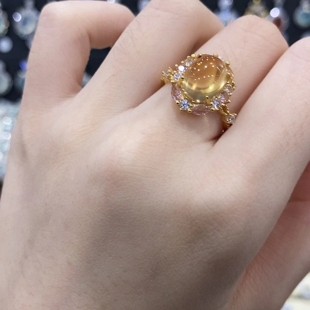 戒指银S925镶嵌黄晶