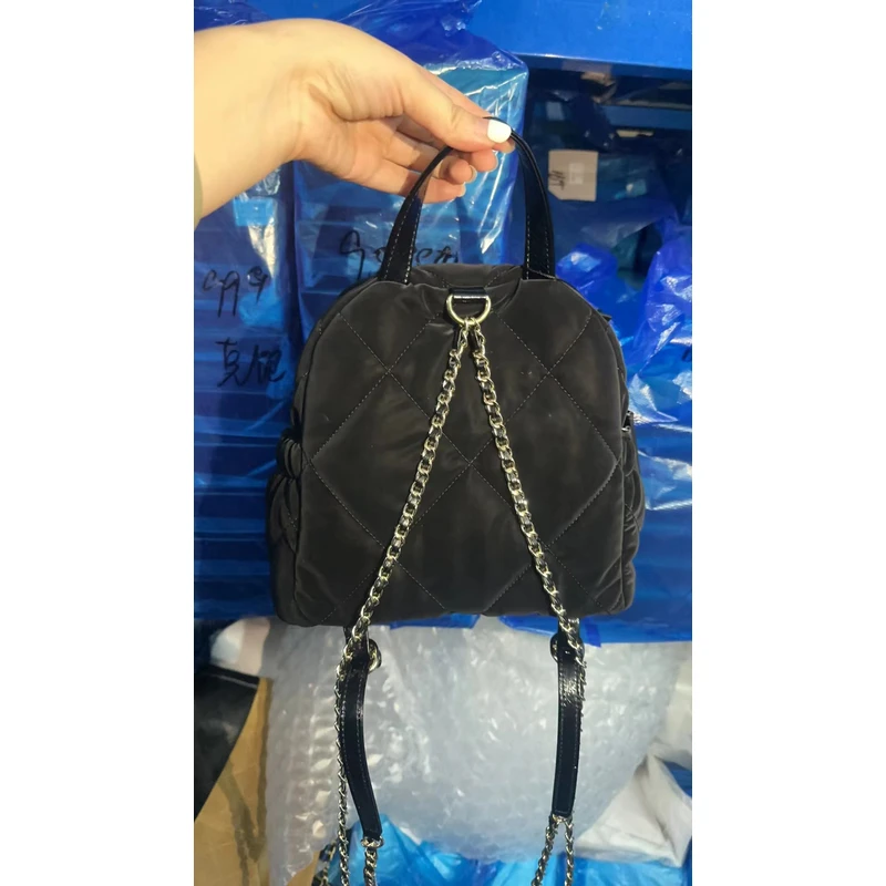 YUSHA/高档黑色丝绒双肩包-圈扣滑雪款-9733