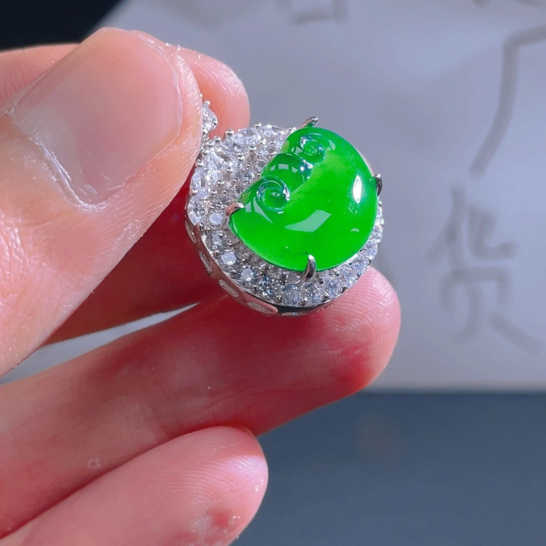 翡翠银S925镶嵌吊坠(不含链)