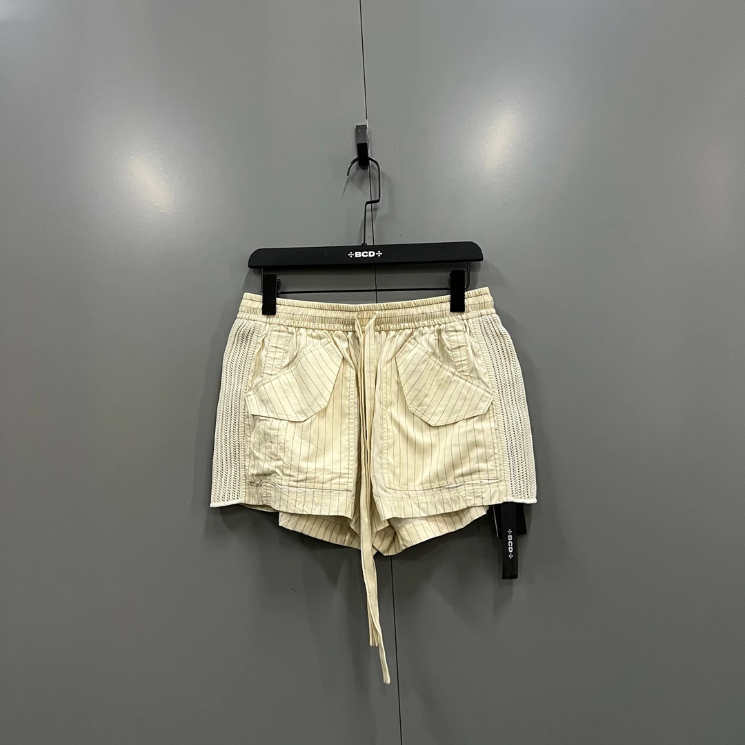 95新 LouisVuitton/路易威登 zz9 米色条纹系带短裤 019234无洗