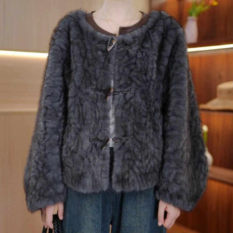 A-2579时尚香风马蹄袖皮毛一体外套气质百搭休闲短款