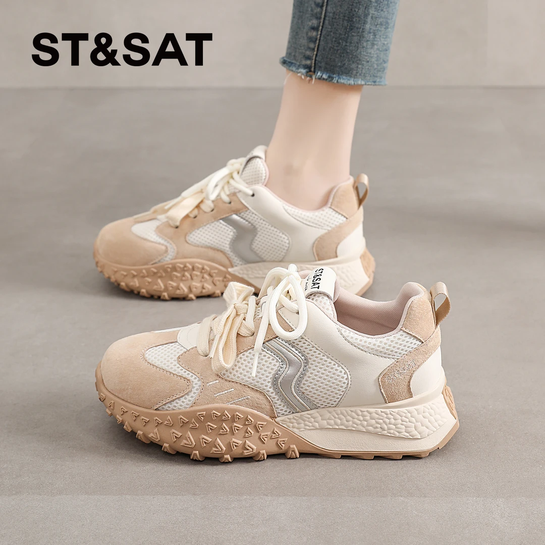 星期六巨好看德训鞋女2025新款网面运动阿甘鞋秋季爆款显脚小女鞋