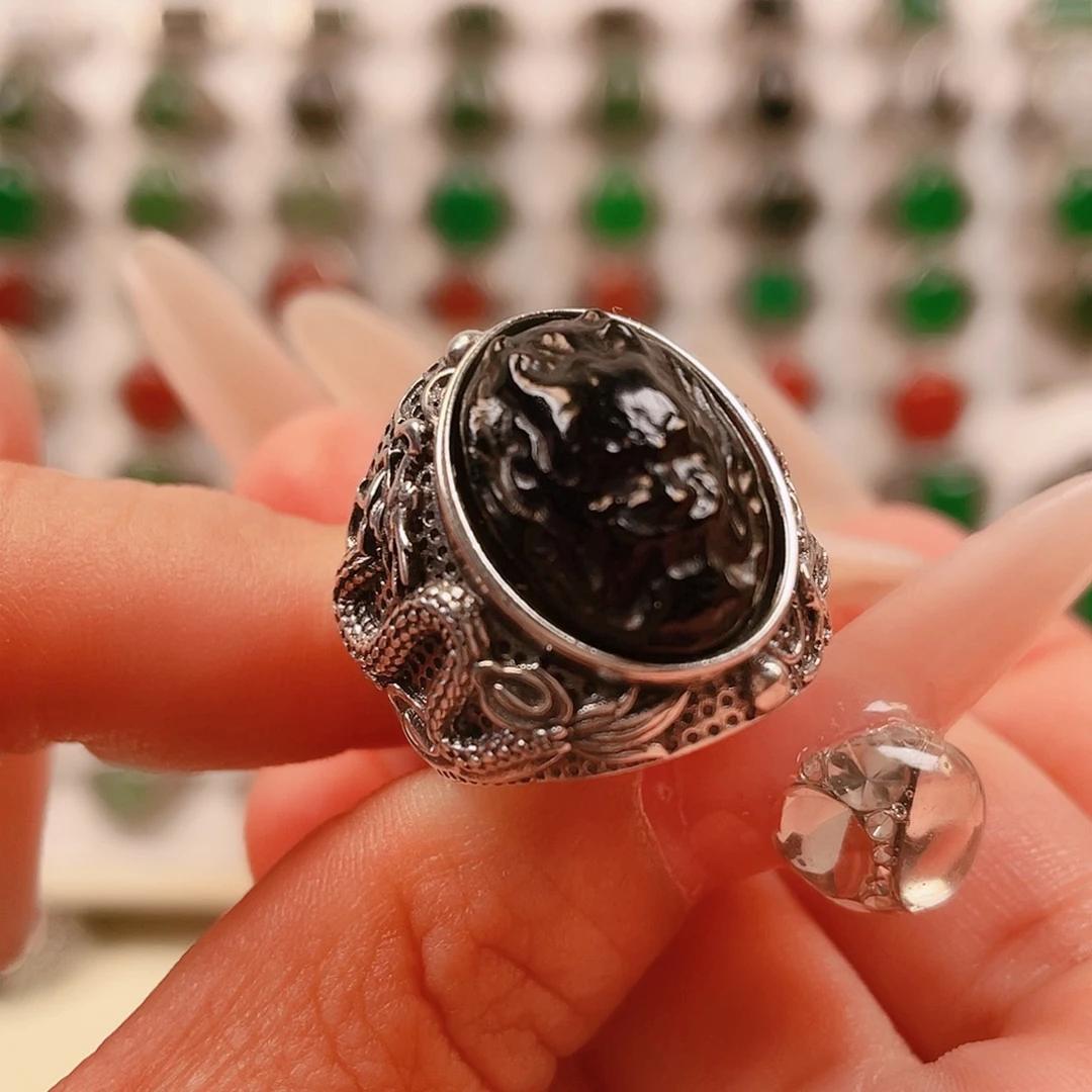 银S925镶嵌戒指和田玉