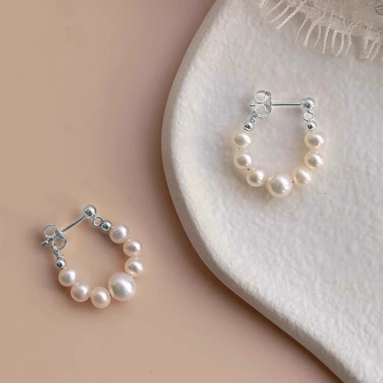 足银999 天然淡水珍珠耳扣