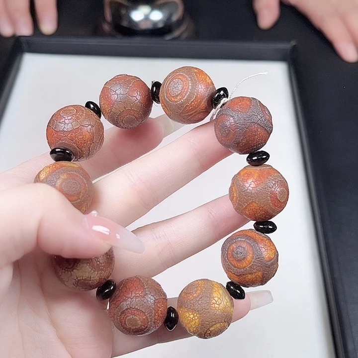 玛瑙/玉髓未镶嵌l316三眼手串卡19-20mm左右