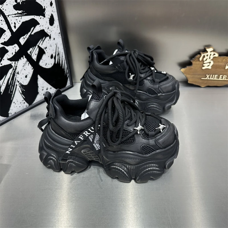 女士休闲网红时尚百搭透气黑色春季ins厚底韩版秋季新款潮流潮鞋