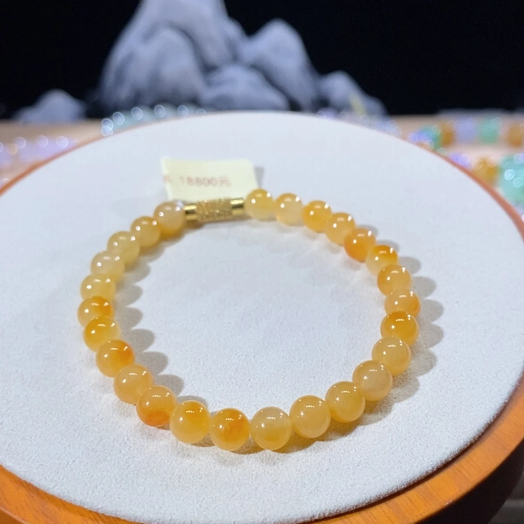 翡翠未镶嵌颈饰翡翠冰黄翡手串