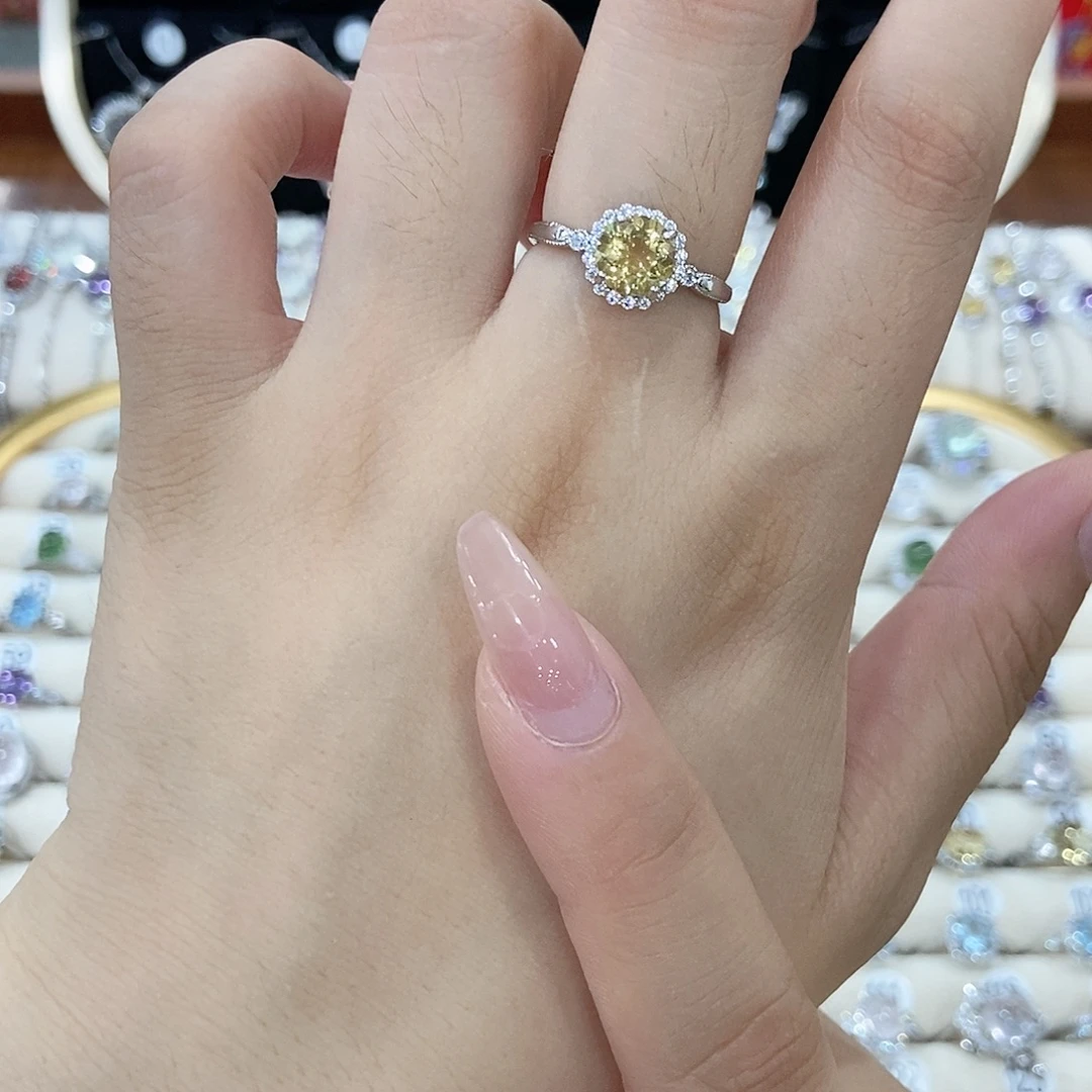 茯****黄晶戒指银S925镶嵌