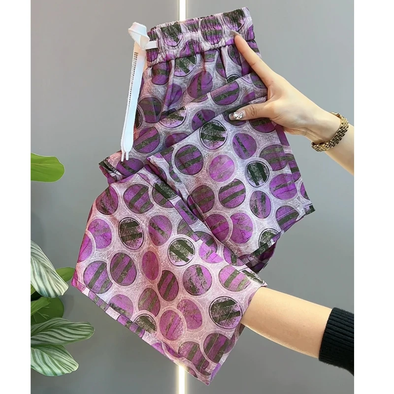 夏季薄款印花沙滩裤休闲宽松显瘦抖抖裤时尚百搭韩版灯笼哈伦裤子