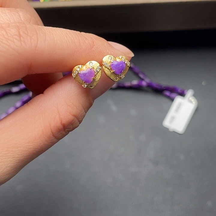 苏纪石（舒俱来）银S925镶嵌耳钉