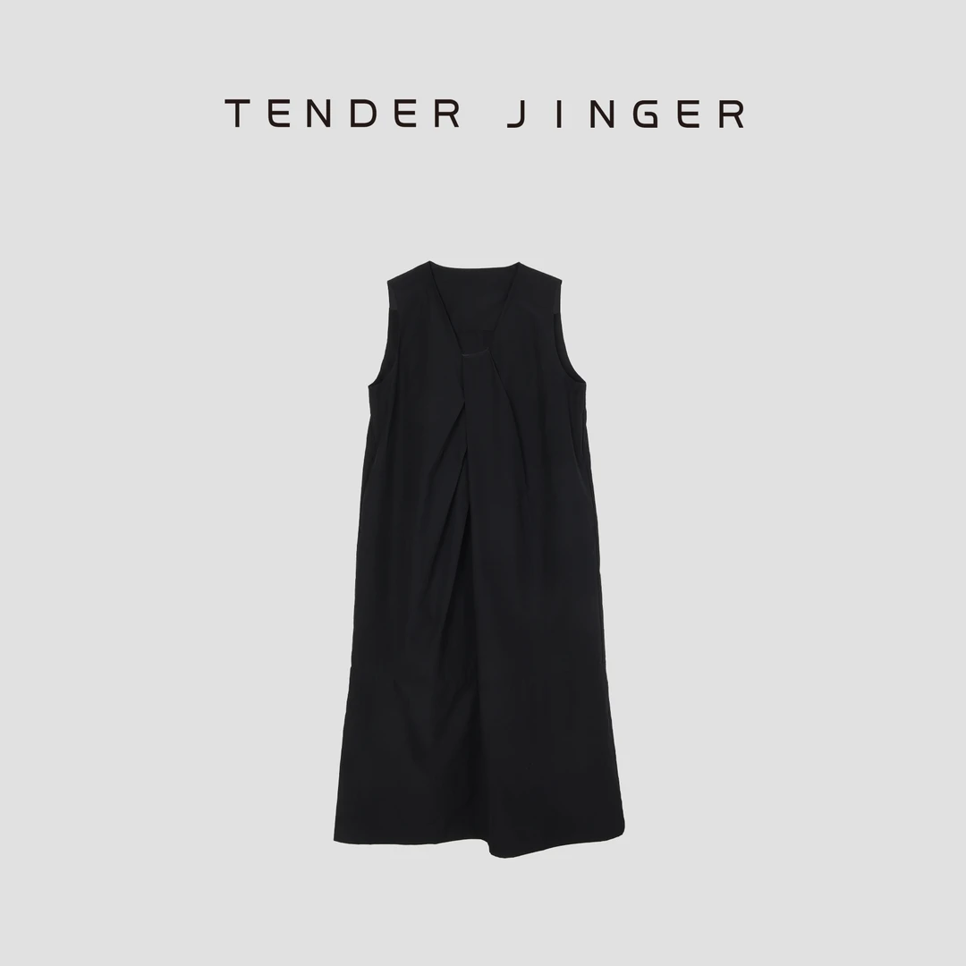 Tender Jinger【疯狂星期三】折领无袖背心连衣裙T52ERF80970