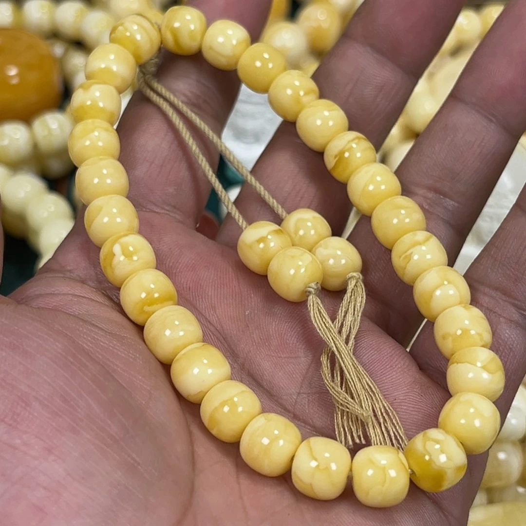 琥珀手链未镶嵌同料焦皮奶橘9mm