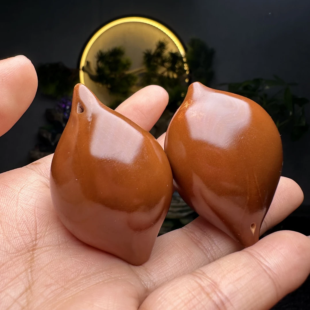 天然印尼大橄榄原料去皮打磨3.2左右长光珠一对